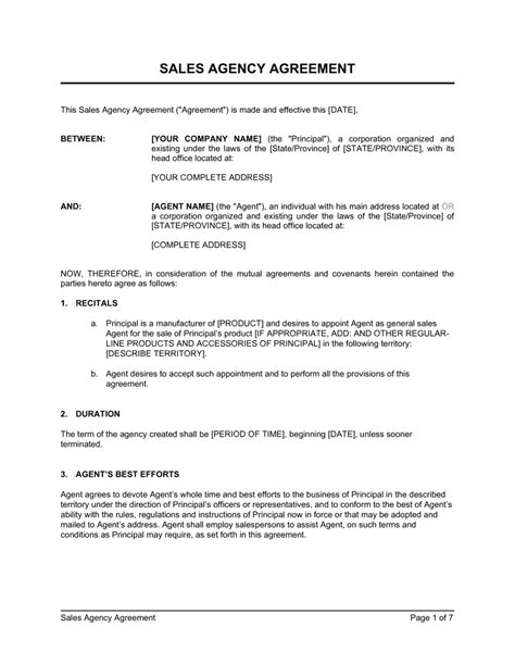 salasl agency|sales agency agreement.
